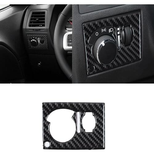 For Dodge Challenger 2008-2014 Real Carbon Fiber Interior Headlight Switch Button Panel Decorative Cover Trim Car Accessories