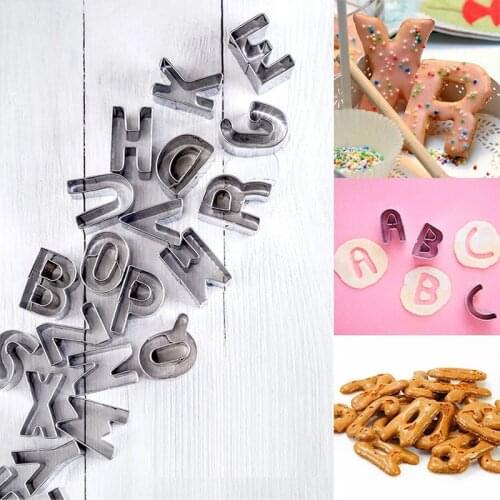 26 Letters Cookie Cutter Alphabet Biscuits Mold Stainless Steel Pastry Shaper Mould Baking DIY Fondant Cutters Decoration Tool