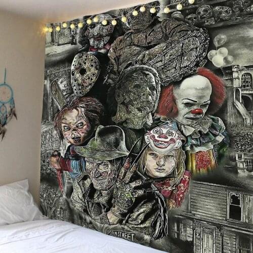 Clown Skull Devil Tapestry Ugly Girl Wall Hanging American Horror Story Tapestryies For Home Deco Living Room Bedroom