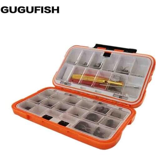 GUGUFISH 17Kinds All 350 pcs Plastic Fishing Tackle Box Size S M L Compartments Lure Double Fishing Accessories Storage Box