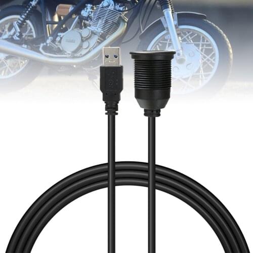 1PC Dual/Single USB 3.0 Extension PPC Cable Black For Vehicle Marine Bike Car Motorbike Dash Panel Flush Mounting 1M