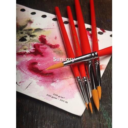 HWAHONG Artist Detail Lettering Paint Brushes Pointed Round Brush 320 Series, Nylon Fiber Brush, Art Supplies