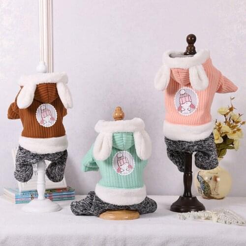 Winter Warm Overalls for Dogs Puppy Clothes Dog Jumpsuit Bunny Cartoon Costume for Pets