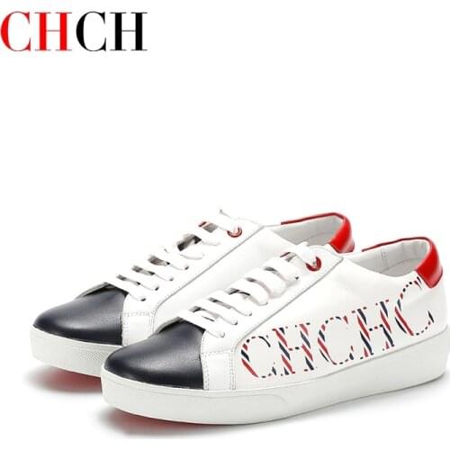 CHCH 2021 New Women Casual Shoes New Spring Women Shoes Fashion Embroidered White Sneakers Breathable Lace-Up Women Sneakers