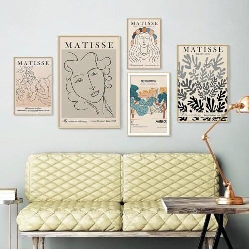 Matisse Canvas Painting Vintage Abstract One Line Drawing Picture Poster and Print Nordic Landscape Art for Gallery Wall Decor