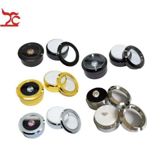 60Pcs/Lot Metal Jewelry Display Stone Box Visible Round Stainless Steel Gem Diamond Storage Box With Black and White Insert