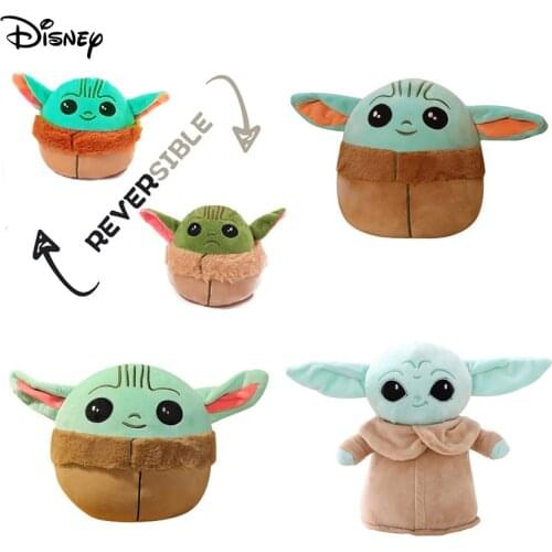 Disney Star Wars Baby Yoda Stuffed Plush Toy Mandalorians Double-sided Flip Reversible Yoda Doll Kawaii Pillow Cushion Kids Toys