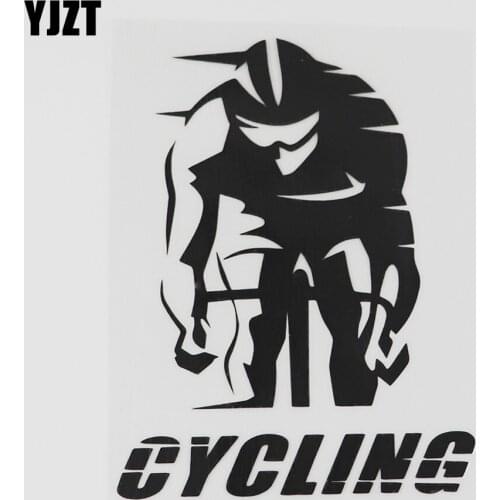 YJZT 9.6CMX12.8CM Cycling Decal Cyclist Race Bike Vinyl Car Sticker Black/Silver 8A-0693