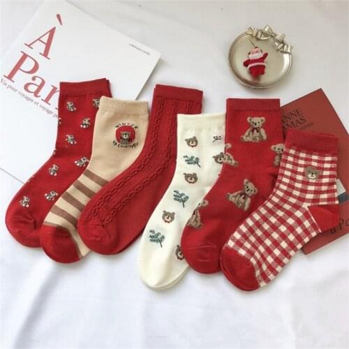 New Cartoon Animal Women Socks Cute Bear Girls Socks Funny Animal Party Women Socks Pure Cotton Female Socks