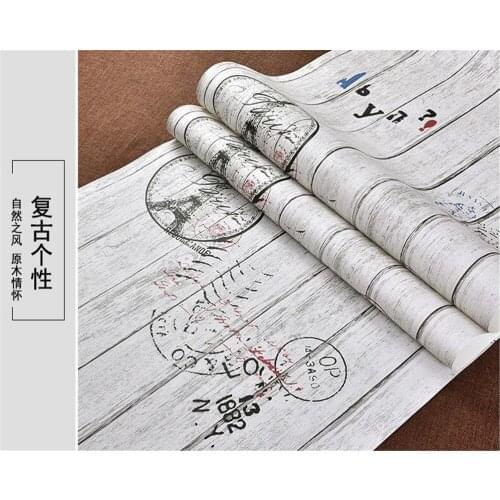 Beibehang wallpaper on the wall large Mural 3d Vintage letter seal wood grain wooden board cafe clothing 3d wallpaper home decor