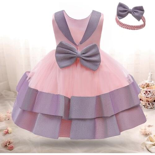 Newborn Baby Girls 1 2 Year Princess Dress For Infant Baptism Clothes Toddler Kids Backless Birthday Party Tutu Christening Gown