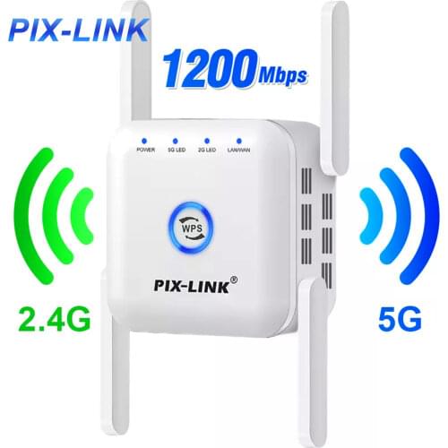 Wireless WiFi Repeater 5Ghz Wi Fi Booster 2.4G 5G Wi-Fi Extender 1200Mbps Access Point Signal Network Long Range Extendor