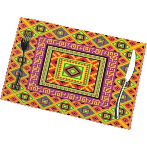 Placemat for dining table Mexican Element Heat-resistant Kitchen Dining 6 PCS Accessories
