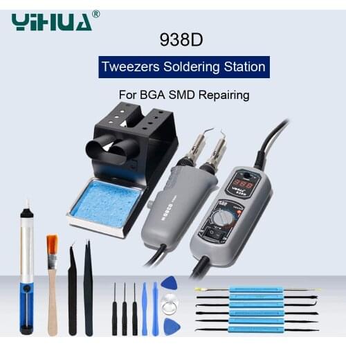 YIHUA 938D Portable Hot Tweezers Mini Soldering Iron Station For BGA SMD Repairing Hot Tweezer Iron Station Welding Repair Tools