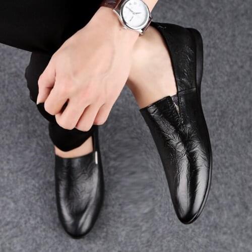 Casual leisure flat fashion shoes man hombre zapatos hot for informales cuero sapatos casuales black Mens leather mens male de