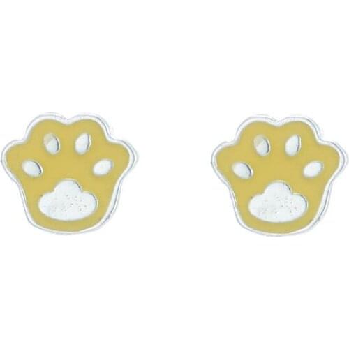 Promotion Fashion Bear Feet Animal 925 Sterling Silver Ladies Stud Earrings Wholesale Jewelry For Women Gift Drop Shipping