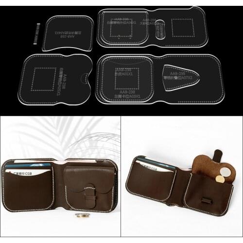 Acrylic transparent template handmade leather wallet bag pattern drawing design template coin bag DIY craft tools
