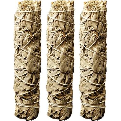 3pcs California White Sage Smudging Bundles 9cm Pure Leaf Smoky Purification White Sage Home Purification Clean Smoke Supplies