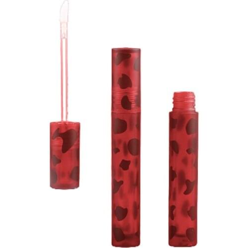 4ML Empty Round Lip Gloss Tube High Grade Red Matte Plastic Lip Gloss Containers Filling Bottle Amber Spots Cosmetic Packaging