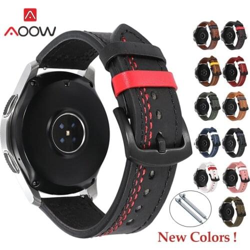 Genuine Leather Strap 18mm 20mm 22mm 24mm Retro Men Replacement Band for Samsung Galaxy 46mm S3 Huawei Watch GT 2 Amazfit GTR 47