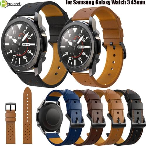 Genuine Leather Watchband strap For Samsung Galaxy Watch 3 45mm smart wristband Bracelet For Huawei Watch 2 pro Accessories new