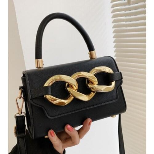 Luxury Small Thick Chain Shoulder Bag 2021 New PU Leather Crossbody Bags with Short Handles Womens Shoulder Purses and Handbag