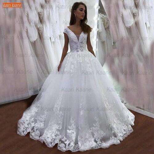 Luxury White Wedding Gown 2021 Lace Up Vestido De Noiva Custom Made Tulle Appliqus Beaded Bride Dresses Mariage Платье Свадебное