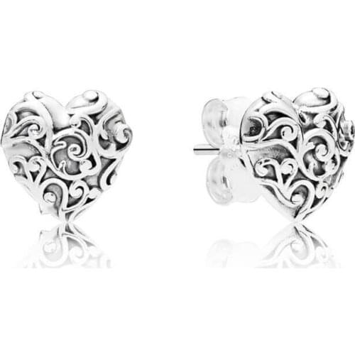 S925 Sterling Silver Heart Pandora Earrings