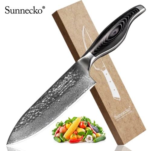 SUNNECKO 6 inch Chef Knife 59-61HRC Strong Hardness Damascus Steel Blade Kitchen Knives with Pakka Wood Handle Cooking Tool