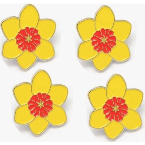 LOTS 5pcs Live Yellow Daffodil Lapel Hat Tie Pin Badge Beautiful Flower Brooch Gift Souvenir Fans Gifts Jewelry 2.1 X 2.5 CM