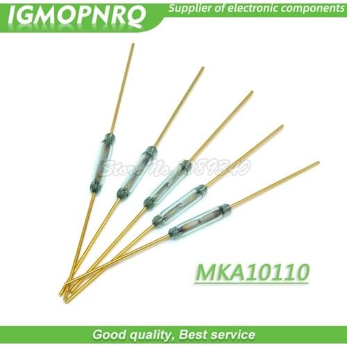 5pcs MKA10110 Reed Switch 1.8*10mm Magnetic Control Switch Green Glass Reed Switches Glass Normally Open NO Contact For Sensors