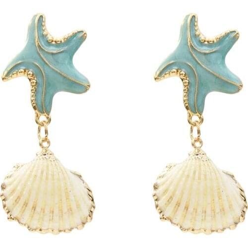 Cute Starfish Seahorse Shell Pendant Dangle Earrings for Women Girl Lovely Summer Beach Earring Party Charm Jewelry pendientes