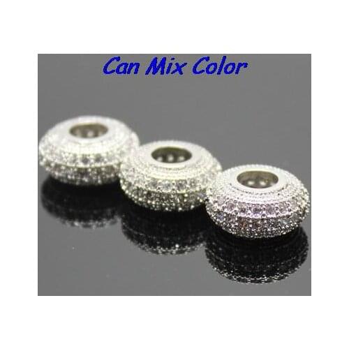 12mm Mosaic hotaale Zircon pave spacer fgry34 Boutique Micropave Round Shape Beads Zircon micro inlay Brass crystal