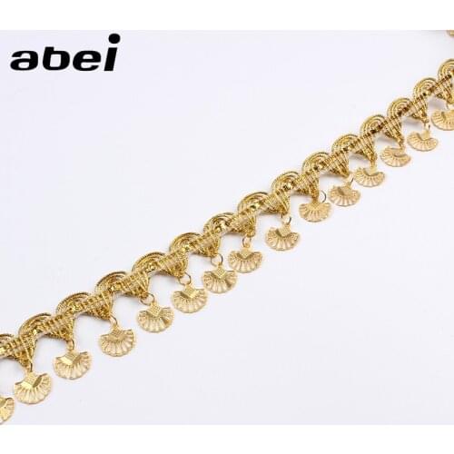 35mm 1Yard Gold Shell Paillette Sequins Tassel Ribbon For Wedding Party Dress DIY Sewing Fabric Lace Trims Special Lace Supllier