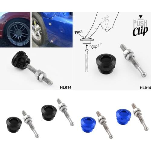4x Solid Car Bonnet Hood Latch Pin Locking Kit Push Button Quick Release 7/8 22mm (Black + Blue)