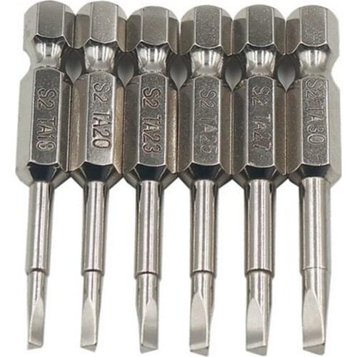 6pcs S2 50mm Steel Magnetic Triangular Head Screwdriver Tip 1/4 Hexagon Shank