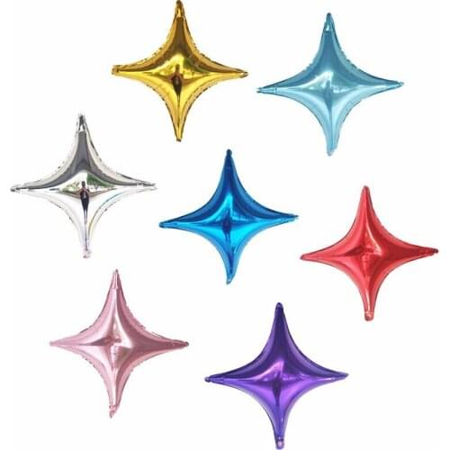 7pcs/lot 24inch Four-pointed Star Foil Balloons Happy Wedding Decor Globos Birthday Party Decorations Adult Each Party Supplies