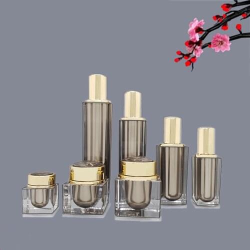 7pcs 15/30/50g Cream Cosmetic Jar Pot 30/50/100/120ml Acrylic Lotion Pump Bottle DIY Refillable Container Travel Set