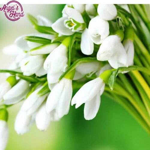 5D DIY diamond embroidery white flower diamond painting Cross Stitch full drill Rhinestone mosaic home decoration gift