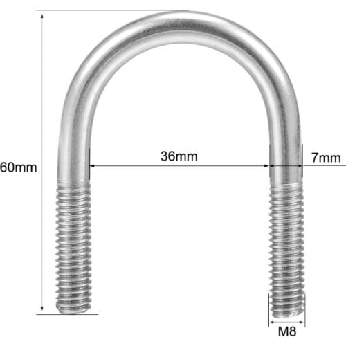 Uxcell Bolts 2pcs M8 304 Stainless Steel U-Bolt Fastener For 33mm Pipe Diameter As Construction Installation Vehicle Ship