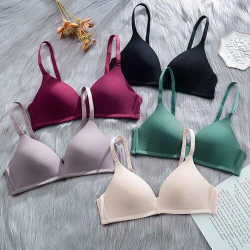 French Water Ripple Latex Bra Seamless Breathable Bras For Women Underwear Push Up Bralette With Pad Vest Top BraThe Gathered