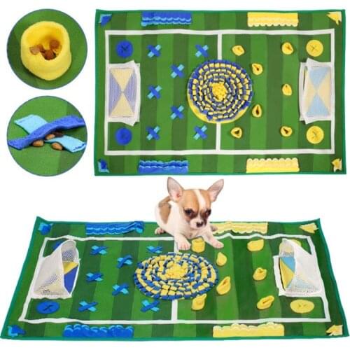 C5AD Rectangular Football Field Dog Snuffle Feeding Mat Round Pet Nosework Training Slow Eating Mat Durable Play Pad Washable