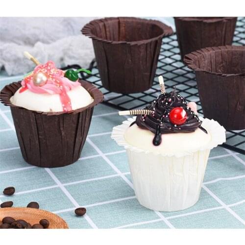30 Pcs Cupcake Top Hat Mould Baking Cuffed Muffin Case Cake Cups Paper Trays Roll DIY Party Decor Tool