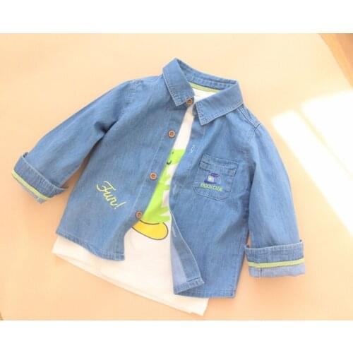 2018 Spring New Arrival Baby Boys Fashion Denim Shirts Kids Soft Cotton Shirts Children Long Sleeve Denim Shirt Spring Clothing