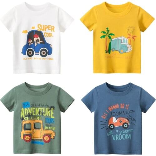 T-shirt for Boys Summer Kids Clothes Child T-shirts Cotton Children Tops Clothing Baby Shorts Print Car Machine Infant Tee