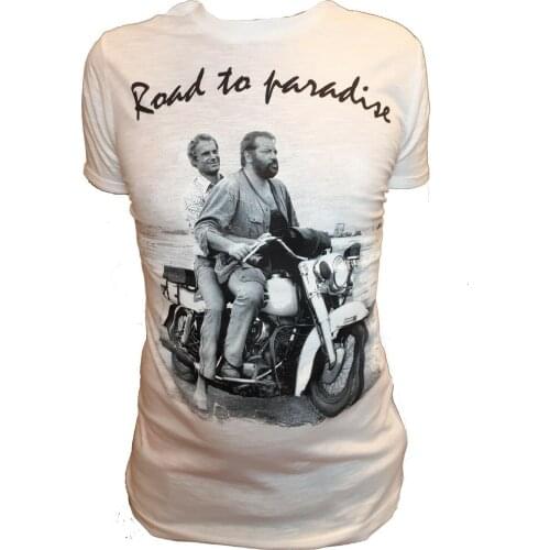 T-Shirt Fiammata Maglia Bud Spencer E Terence Hill Bianca Maglietta