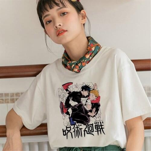 Itadori Yuji Print Harajuku Women Tshirt Jujutsu Kaisen Anime Graphic O-Neck Short Sleeve Female Clothes Dropship