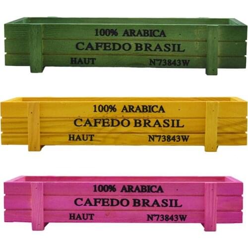 22.5x8.5cm Succulent Planter Pot Rectangular Retro Rustic Wooden zakka Flowerpot Arrangement Window Box Plant Basket for Garden