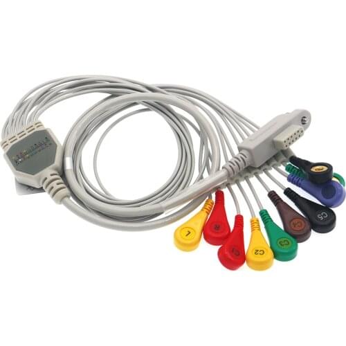 Holter Recorder ECG Patient Cable 11 Pin Female 10 Leads Snap 4.0 IEC Standard for Jincomed MIC Instrument
