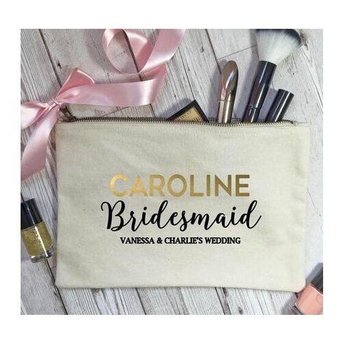 Custom set of 9 bride squad Make Up comestic Bags Bridesmaid, Maid of Honour Unique Gift for Bridal Party Bags purses favors